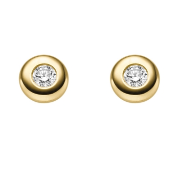 Ohrstecker rund 5,7mm mit Diamant 0,15ct 14Kt 585 GOLD
