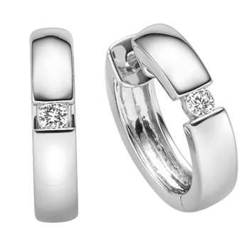 Creolen 13mm Brillanten 0,06ct 14 Kt 585 WEISSGOLD