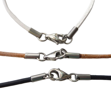 Lederband 2mm 21 Farben mit Edelstahl Karabiner