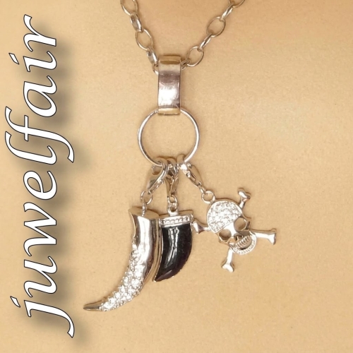 Preview: Charm Set Karibik Zahn Horn Pirat 925 Silber