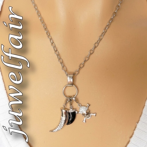 Preview: Charm Set Karibik Zahn Horn Pirat 925 Silber