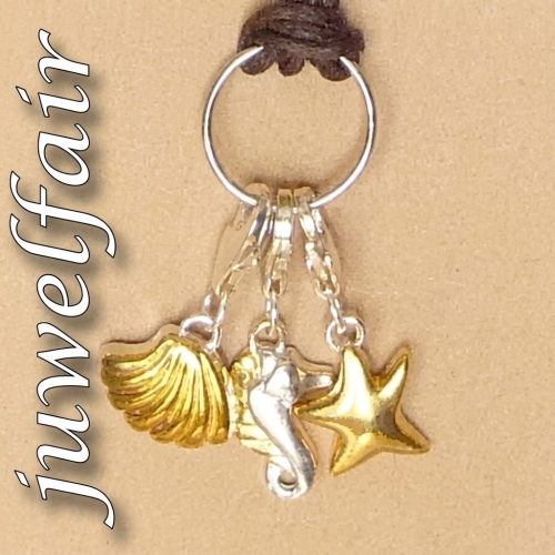 Preview: Charm Set Südsee Muschel Seestern Seepferdchen 925 Silber