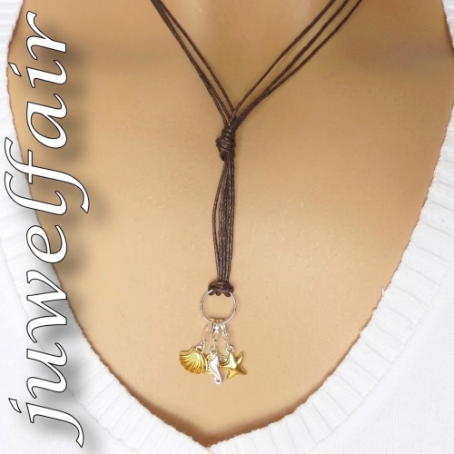 Preview: Charm Set Südsee Muschel Seestern Seepferdchen 925 Silber