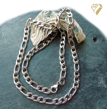 Preview: Kette Collier Edelstahl Figaro 7,3mm 60cm
