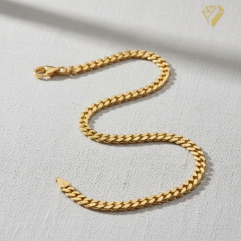 Collier Kette Panzer flach 6,7mm Silber 925 vergoldet 50cm