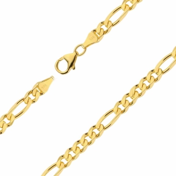Kette Collier Figaro Muster 4.4 mm Silber 925 vergoldet 50cm