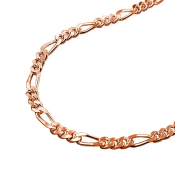 Preview: Kette Collier 3,2mm Figaro Panzer Silber 925 rose vergoldet 70cm