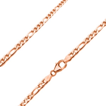 Kette Collier 3,2mm Figaro Panzer Silber 925 rose vergoldet 70cm