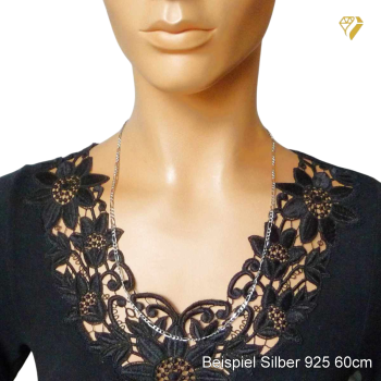 Kette Collier Figaro Muster 3.4mm Silber 925 60cm