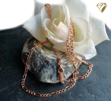 Preview: Kette Collier 3,2mm Figaro Panzer Silber 925 rose vergoldet 70cm