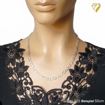Kette Collier Figaro 5mm 70cm Silber rhodiniert 925