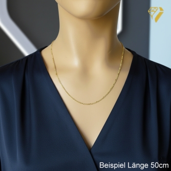 Preview: Collier Figaro Panzer flach 1,8mm 14Kt 585 GOLD 40cm