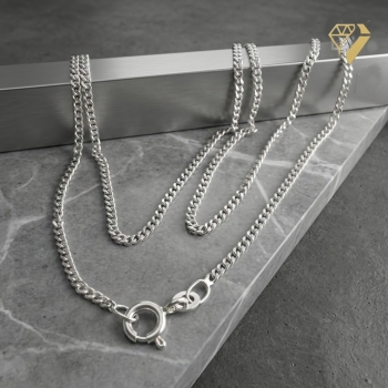 Preview: Collier Panzer flach Kette 1,8mm 14Kt 585 WEISSGOLD 42cm