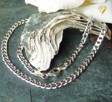 Preview: Collier Kette Panzer 4,5mm Silber 925, vergoldet, rosé vergoldet 50cm