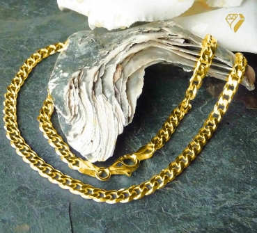 Preview: Collier Kette Panzer 4,5mm Silber 925, vergoldet, rosé vergoldet 50cm