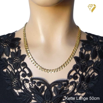 Kette Collier Panzer flach 7mm Silber 925, vergoldet, rosé vergoldet 60cm