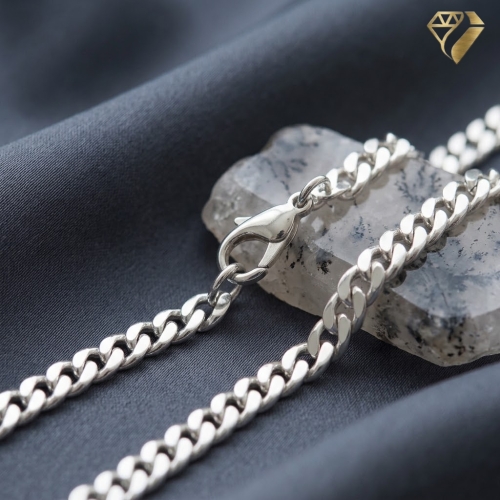 Preview: Kette Collier Panzer flach 6x2mm Silber 925 50cm