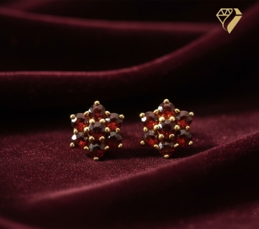 Preview: Ohrstecker 7x8mm Granat 333 Gold