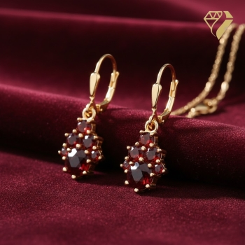 Preview: Ohrhänger mit Brisur Granat 333 Gold