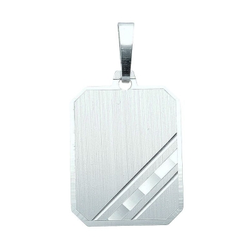 Anhänger Gravurplatte 17,5x13,9mm mattiert 925 Silber