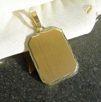Preview: Anhänger Gravurplatte eckig 14x17mm 8Kt Gold