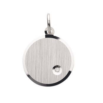 Anhänger Gravurplatte rund 925 Silber Zirkonia