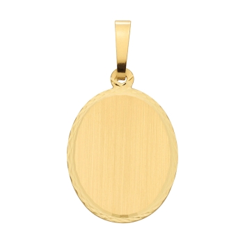 Anhänger Gravurplatte oval 14x17mm 14Kt Gold