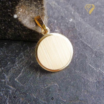 Preview: Anhänger Gravurplatte rund 14mm 14Kt Gold