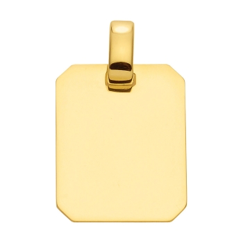 Anhänger Gravurplatte eckig 15x18mm 14Kt Gold
