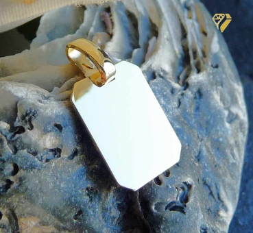 Anhänger Gravurplatte eckig 10x13mm 8Kt Gold