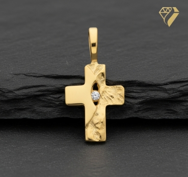 Preview: Anhänger Kreuz Zirkonia 8x11mm 14Kt 585 GOLD