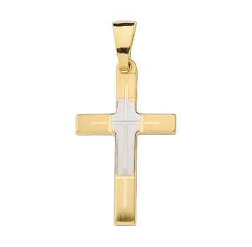 Anhänger Kreuz bicolor 12x21mm 14Kt 585 GOLD