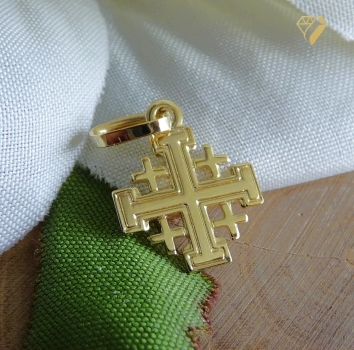 Preview: Anhänger Orthodoxes Kreuz 10x10mm Jerusalem 14Kt 585 GOLD