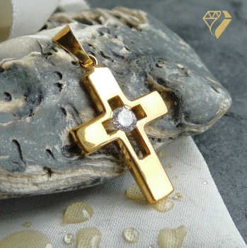 Preview: Anhänger Kreuz 14x19mm Zirkonia 8Kt 333 GOLD