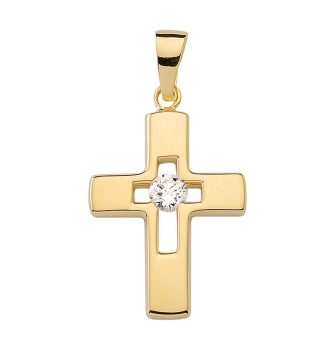 Anhänger Kreuz 14x19mm Zirkonia 8Kt 333 GOLD