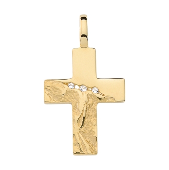 Anhänger Kreuz gehämmert Zirkonia 19x21mm 8Kt 333 GOLD