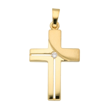 Anhänger Kreuz 14,3x22,5mm mit Zirkonia 8Kt 333 GOLD