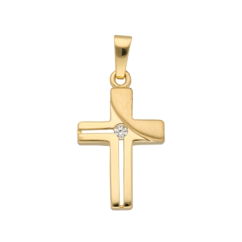 Anhänger Kreuz 11,3x18mm mit Zirkonia 8Kt 333 GOLD