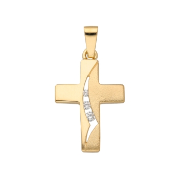 Anhänger Kreuz 12x18mm mit Zirkonia 8Kt 333 GOLD