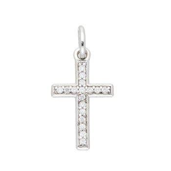 Anhänger 16,2x9,6mm Kreuz mit Zirkonias rhodiniert Silber 925