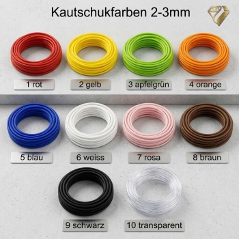 Preview: Collier Kautschuk mit Farbwahl 2mm für Wechselschliesse