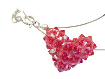 Kette Collier 3D-Herz Farbe Rose AB 40cm