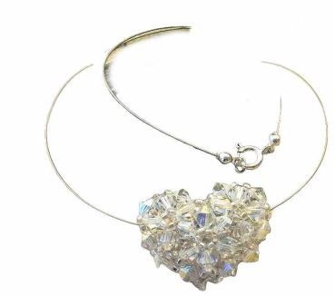 Collier 3D Herz Crystal AB 45cm