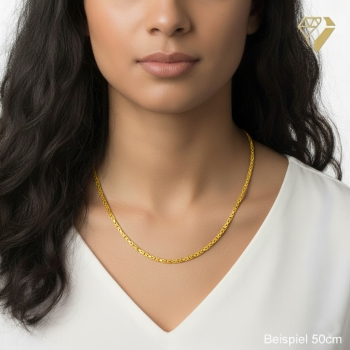 Preview: Kette Collier 2,8mm Königskette Silber 925 vergoldet 90cm