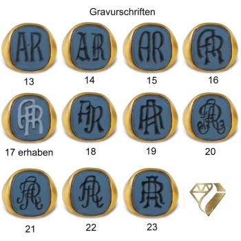 Siegelring antike Platte Stein 16,5x14,5mm 8Kt, 14Kt, 18Kt Gold /Weissgold