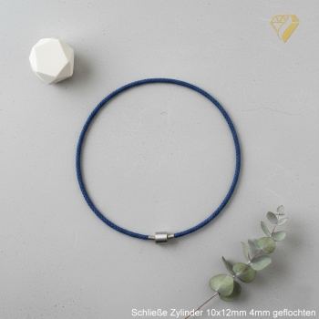 Exklusives Ledercollier 4mm für Wechselschliesse geflochten in 27 Farben Edelstahl