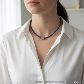 Exklusives Ledercollier 4mm für Wechselschliesse geflochten in 27 Farben Edelstahl