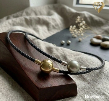 Preview: Ledercollier geflochten 2,5 - 8mm schwarz für Wechselschliesse
