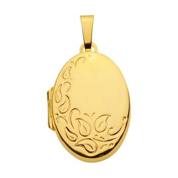 Medaillon oval Blumen 17x23mm 14Kt GOLD