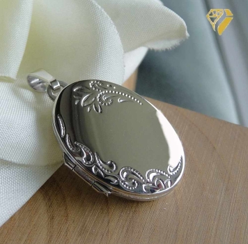 Medaillon oval 17x23mm 9Kt WEISSGOLD
